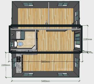 Camera pieghevole di base del contenitore di 20ft, una costruzione portatile estensibile di 2 camere da letto